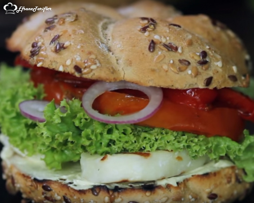 Hellim Peynirli Hamburger Tarifi Hellim Peynirli Hamburger Nasıl Yapılır